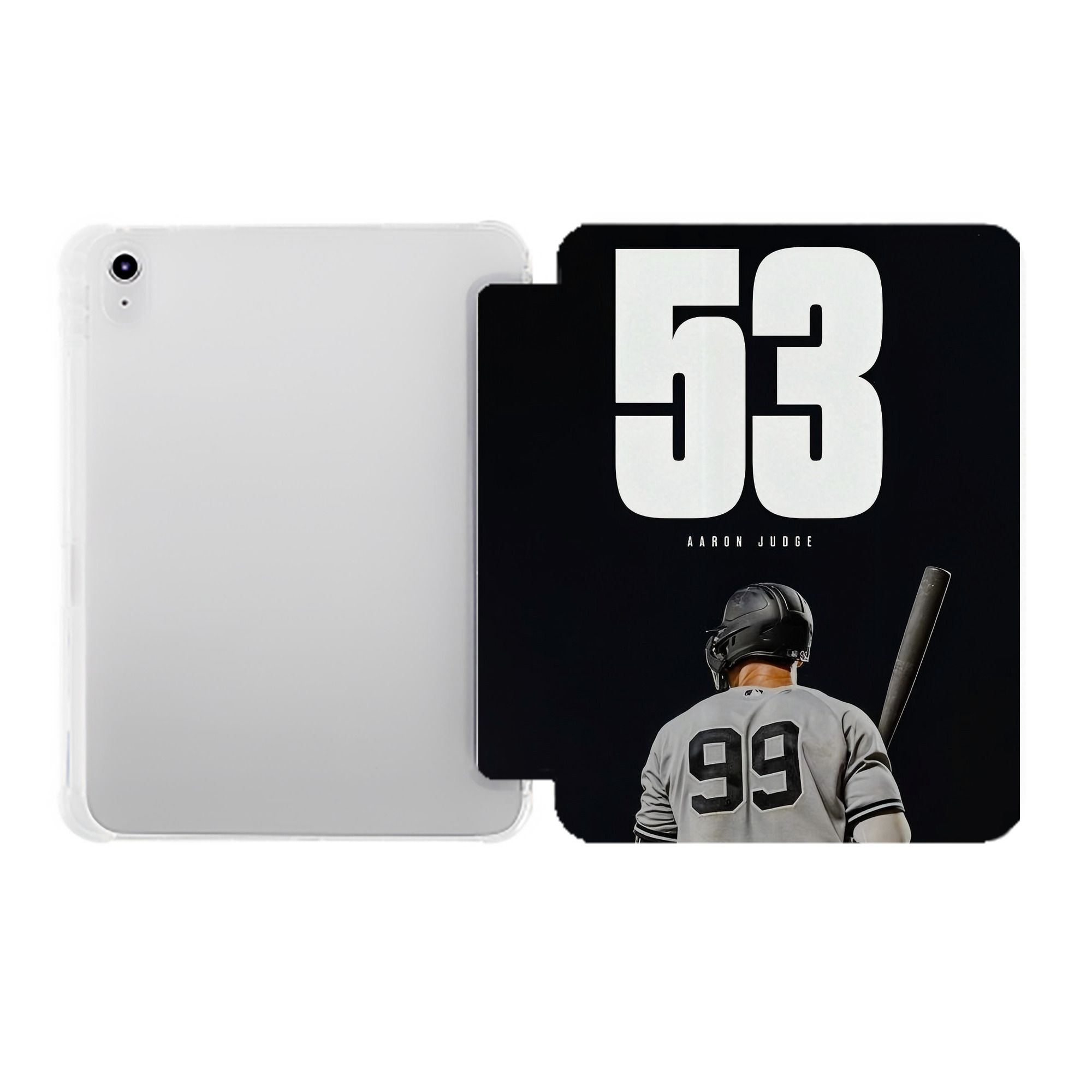 Aaron Judge 53 Home Runs Premium Tri-Fold PU Leather & Silicone IPad Case With Pencil Slot – Fits 9.5,10.5,10.9 – Adjustable Stand, Slim, Protective